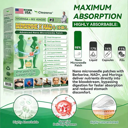 🇺🇸 𝐎𝐟𝐟𝐢𝐜𝐢𝐚𝐥 𝐔𝐒 𝐒𝐭𝐨𝐫𝐞 | 🧑‍⚕️🩺 𝘾𝙡𝙚𝙖𝙧𝙚𝙣𝙖® Moringa · Berberine × NAD+ 10-𝐢𝐧-𝟏 𝐀𝐝𝐯𝐚𝐧𝐜𝐞𝐝 𝐍𝐚𝐧𝐨 𝐌𝐢𝐜𝐫𝐨𝐧𝐞𝐞𝐝𝐥𝐞 𝐏𝐚𝐭𝐜𝐡 — 𝐎𝐧𝐜𝐞 𝐃𝐚𝐢𝐥𝐲, 𝐕𝐢𝐬𝐢𝐛𝐥𝐞 𝐑𝐞𝐬𝐮𝐥𝐭𝐬 𝐢𝐧 𝟕 𝐃𝐚𝐲𝐬
