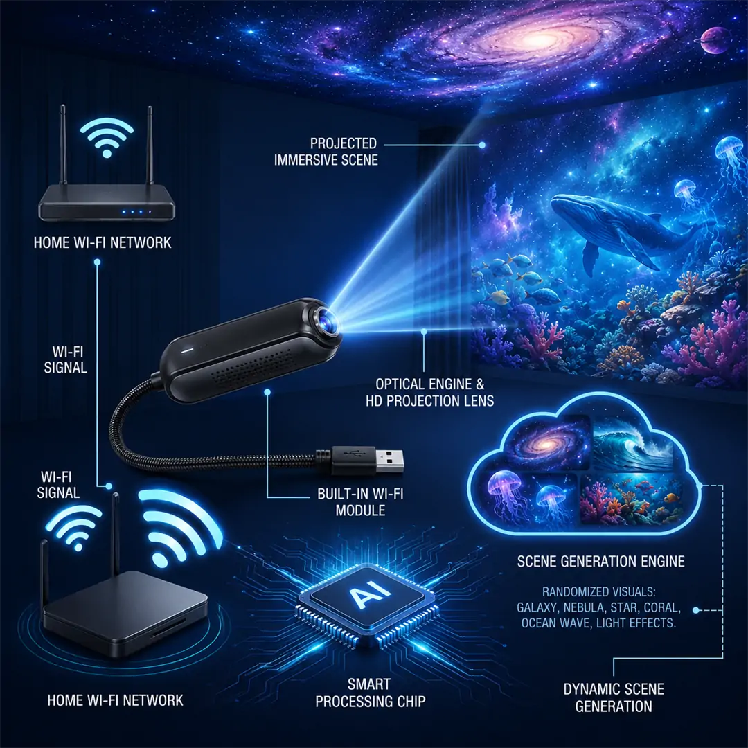 🌌 Comauo® 5D Night Light Projector — Smart Dynamic Lighting for Bedrooms & Kids’ Rooms 🧸
