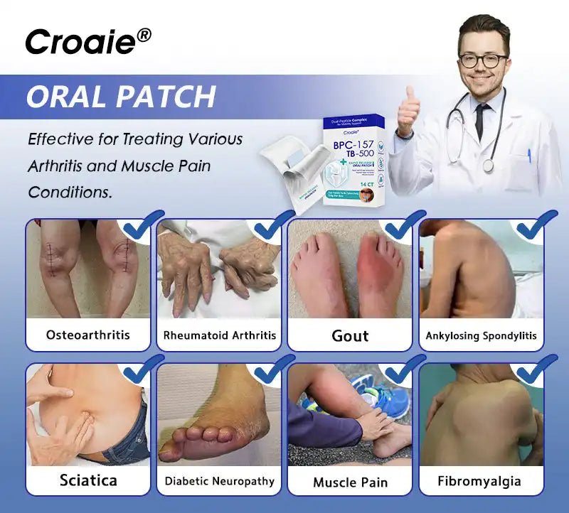 𝒞𝓇𝑜𝒶𝒾𝑒® BPC-157 + TB-500 Rapid-Release Oral Patch 🦴 Fast-Acting Pain Relief for Arthritis. Nerves & Sports Injuries