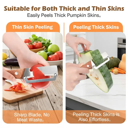 【Master Chef Grade】✨ TitanBlade Pro · 2.5mm Zero-Flex Steel Engineering · Heavy Duty Peeler & Bottle Opener for Tough Produce (Pumpkin, Pineapple, Sugar Cane) — Ergonomic Wood Handle, No-Slip Grip, Clean Cuts in Seconds!
