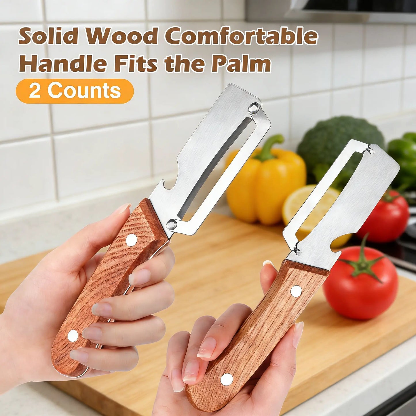 【Master Chef Grade】✨ TitanBlade Pro · 2.5mm Zero-Flex Steel Engineering · Heavy Duty Peeler & Bottle Opener for Tough Produce (Pumpkin, Pineapple, Sugar Cane) — Ergonomic Wood Handle, No-Slip Grip, Clean Cuts in Seconds!
