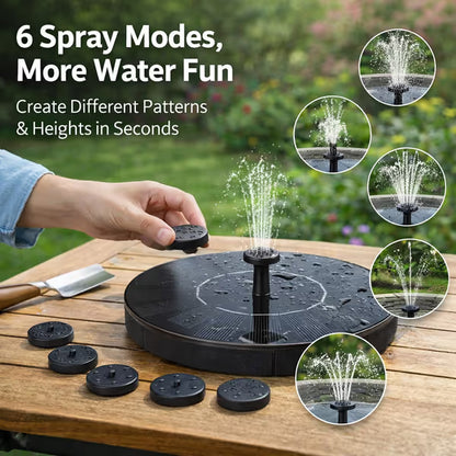 【Official Garden Store】☀️⛲ SolarFlow Eco-Smart · 6-in-1 Solar Fountain Pump · Floating Pool Fountain for Garden, Patio & Pool Parties — No Wiring, Just Sunlight, Starts in Seconds!