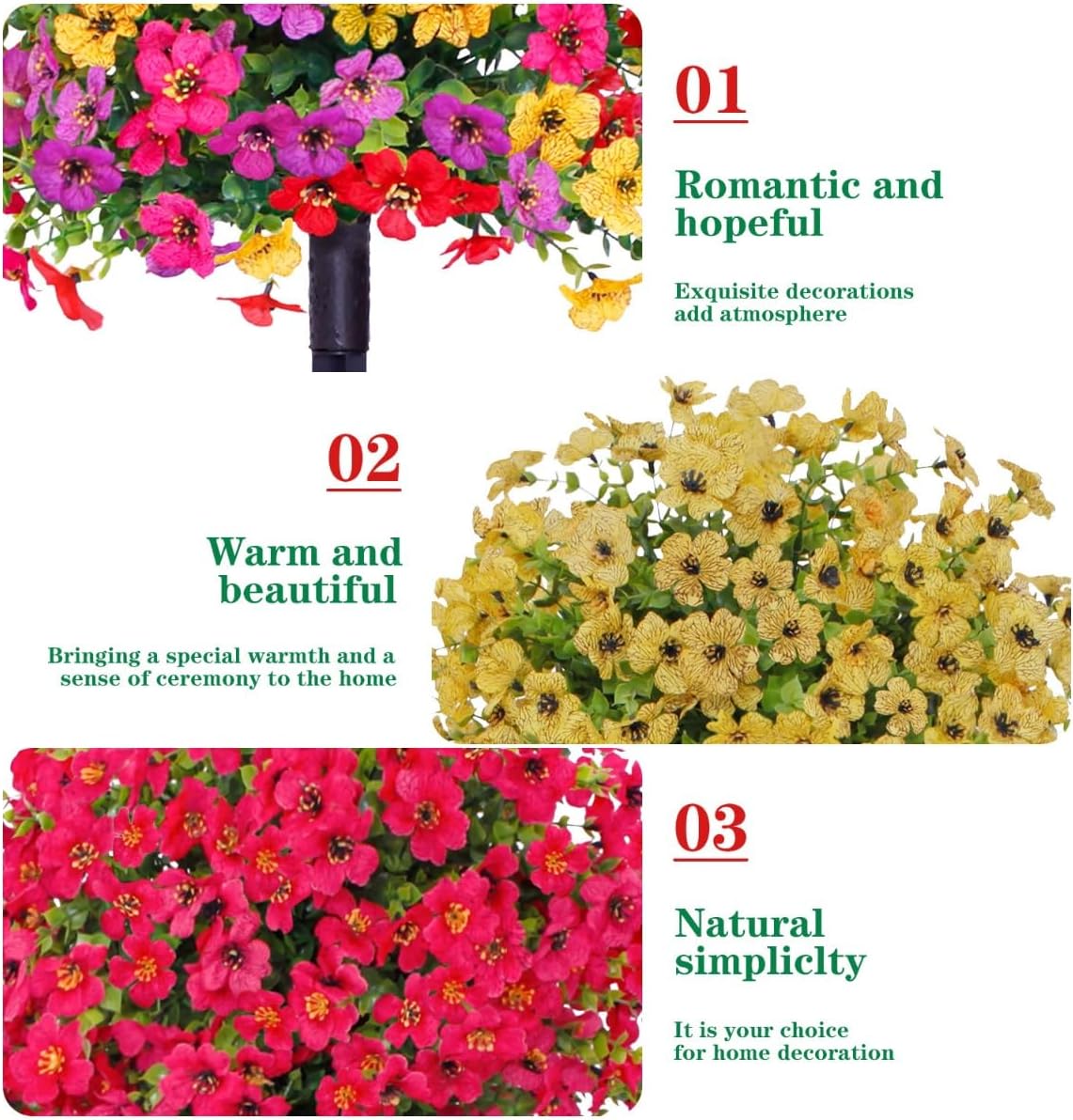 24 Inch Artificial Flower Stake Outdoor Decor - Multi-Color Garden Stakes for Yard & Lawn, No Fade Heavy Duty Plastic, All Season Decoration (2PCS Mix)